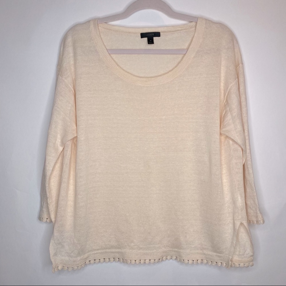 J. Crew M Cream Linen Lace Top